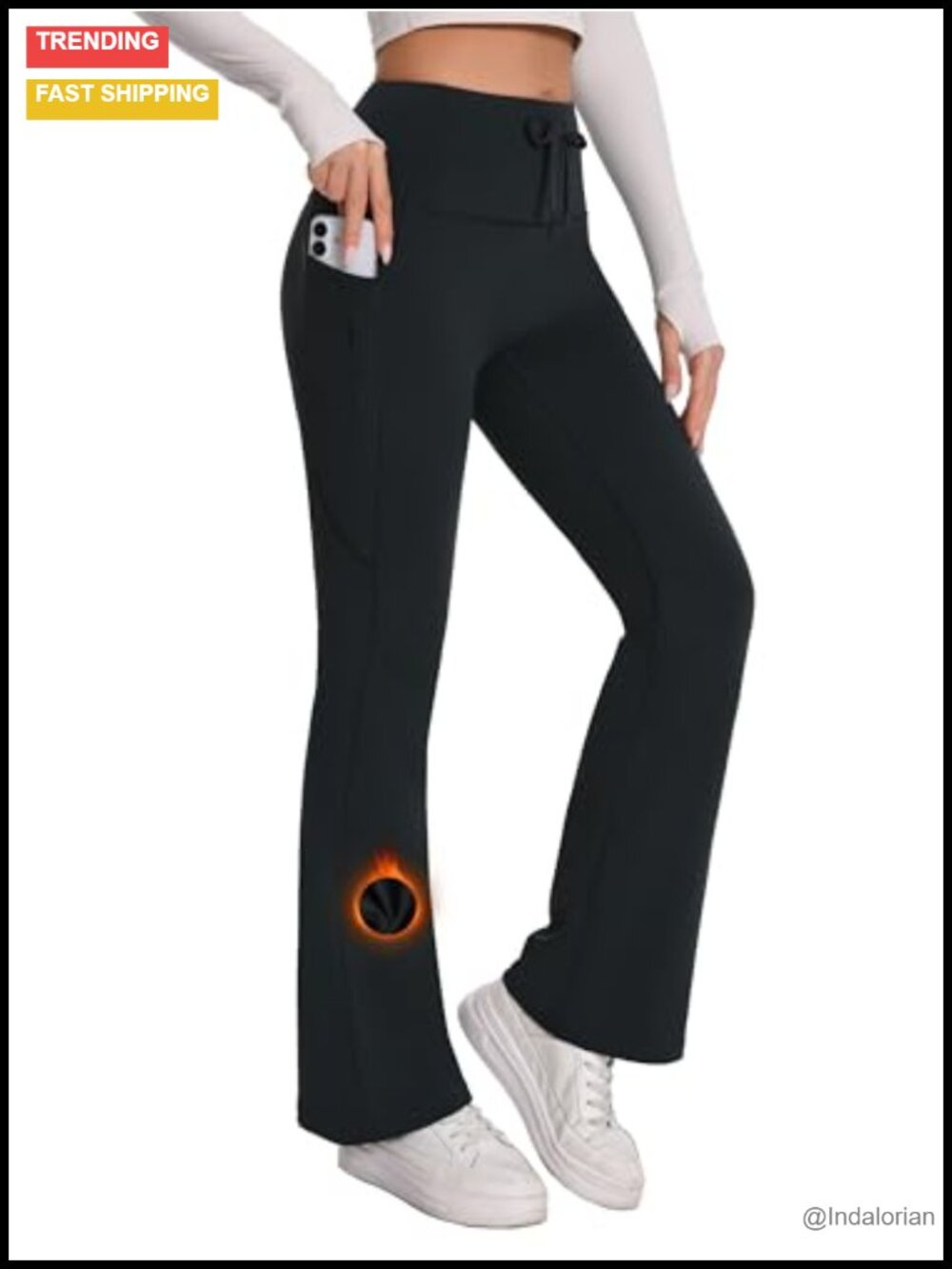 Women's Fleece Lined Bootcut Leggings Thermal Yoga Pants with Pockets